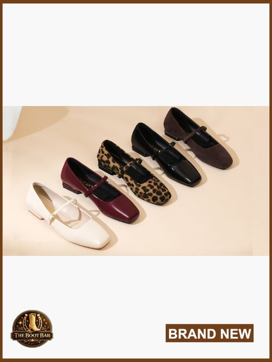 Amazon.com | MUSSHOE Square Toe Mary Jane Flats for Women  Closed Square Toe Mary Jane Flats with Adjustable Ankle Buckle
